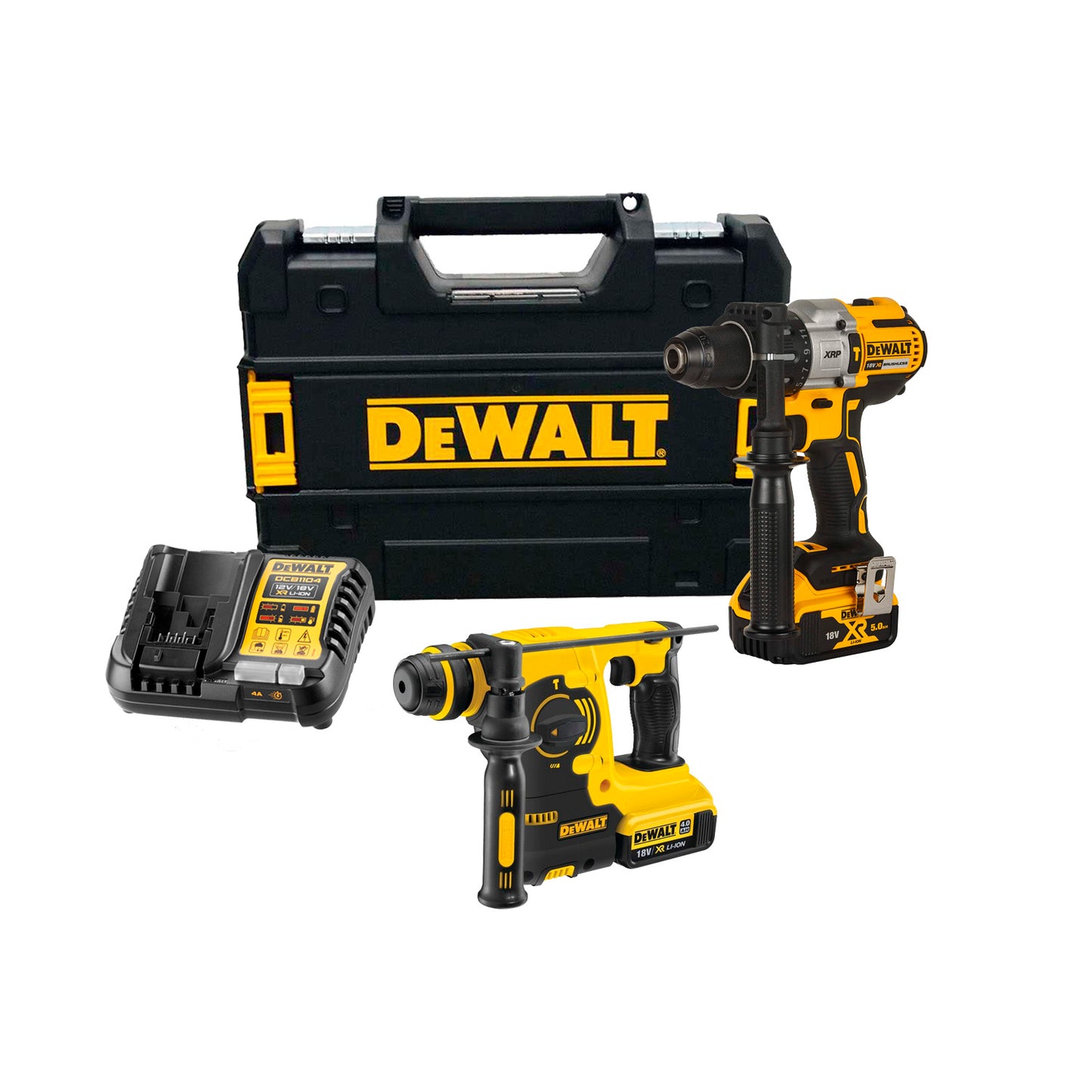 Combo Dewalt Taladro Percutor XRP 95NM DCD796P2 + Martillo SDS DCH253N