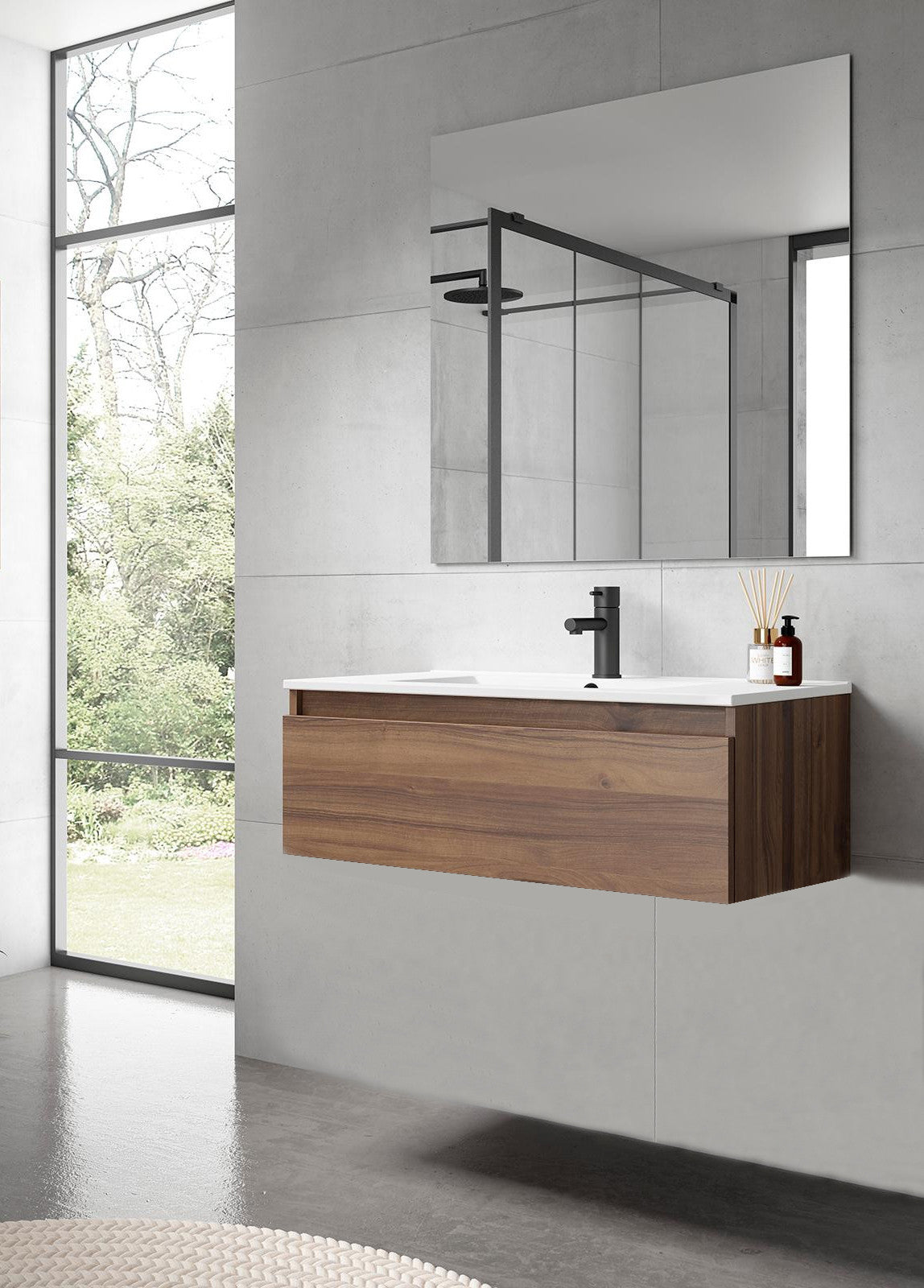 Conjunto de Baño Mueble Box Nogal Valenti + Lavabo Ada VisoBath VISOBATH - 1