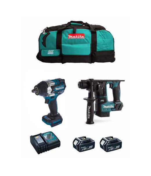Kit Makita Llave de impacto DTW700 + Martillo ligero DHR171 + 2bat 5Ah + cargador + bolsa LXT600 DLX2771BL2