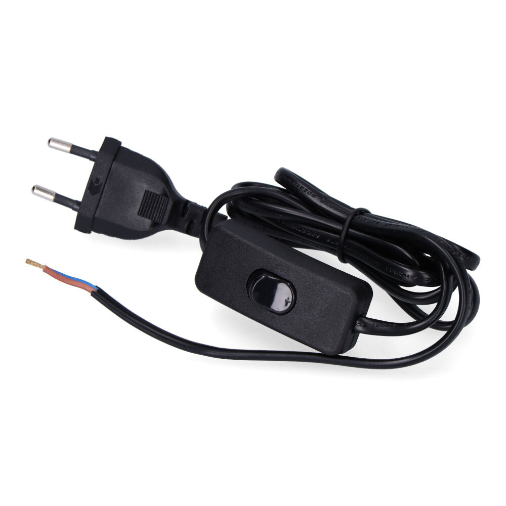 Conexión con interruptor 3A 1,5m 2x0,75mm manguera plana negra EDM