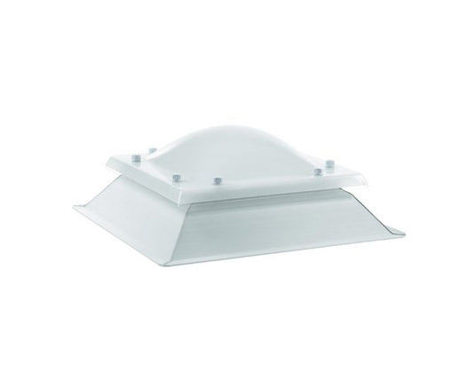 Claraboya cuadrada fija con cúpula de metracilato bivalva + zócalo 15cm de PVC