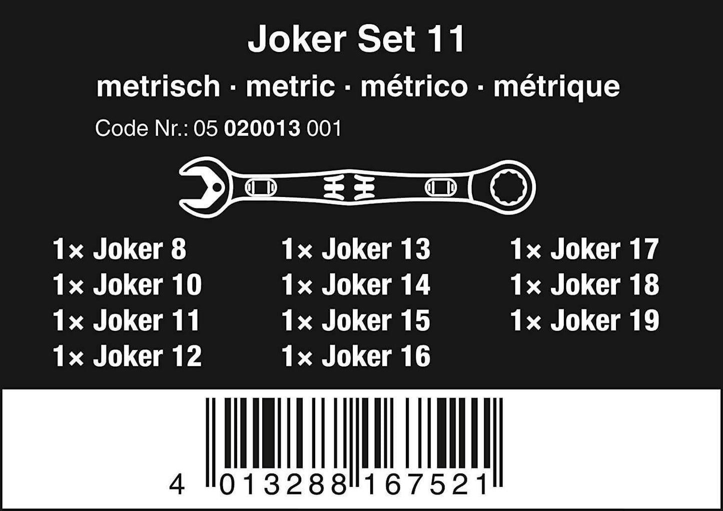 Juego de 11 llaves combinadas con carraca Joker Wera