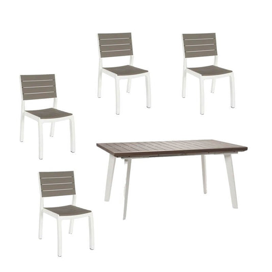 Conjunto de Resina Harmony mesa extensible + 4 sillas Keter