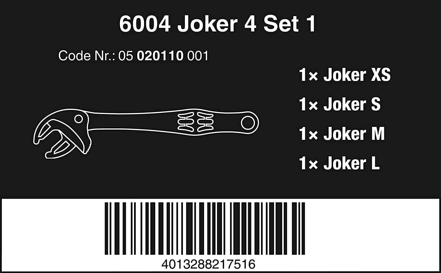Juego de 4 llaves de boca autoajustable Wera Joker 6004