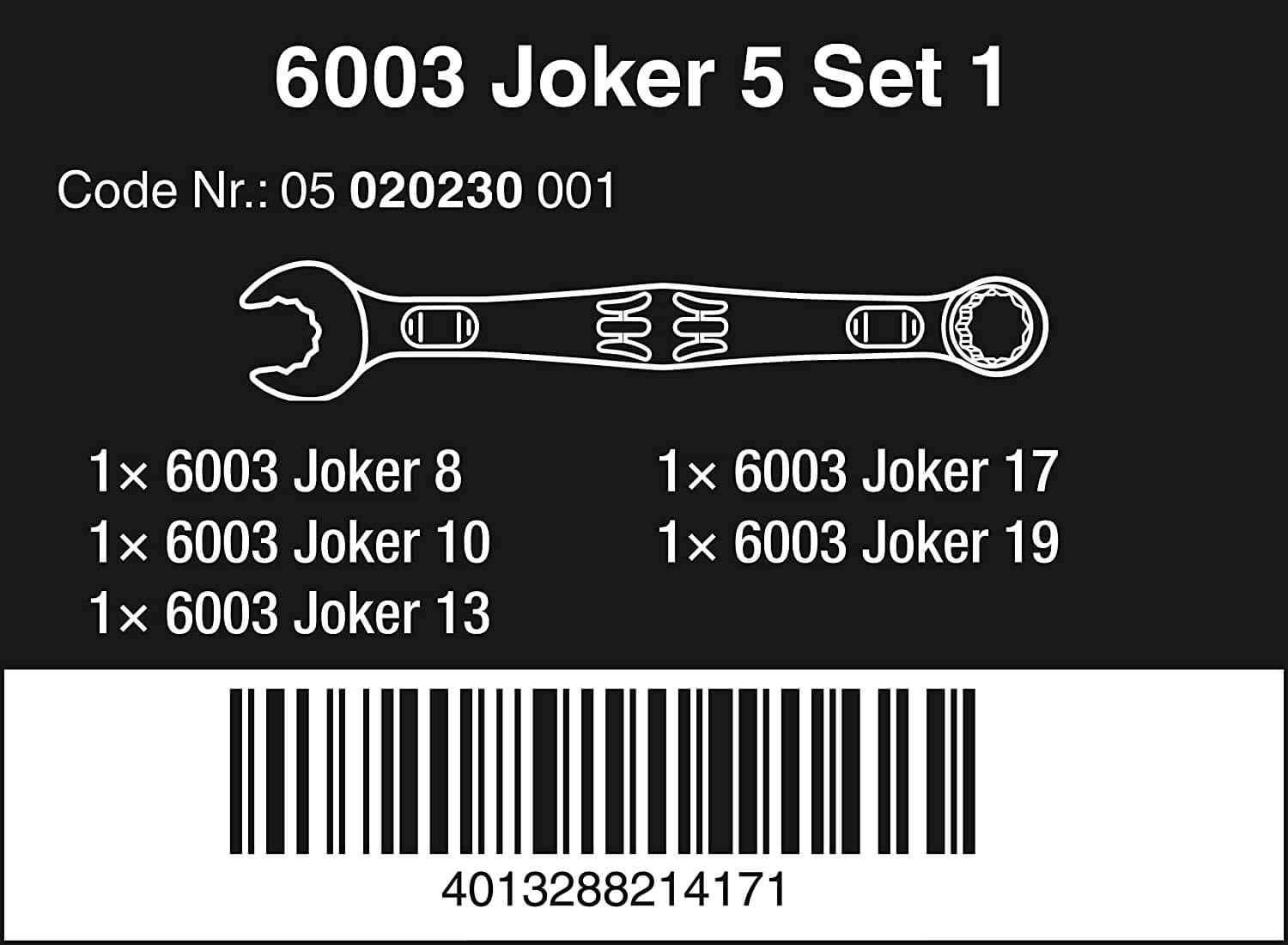 Juego de 5 llaves de boca y anillo 6003 Joker Wera 020230