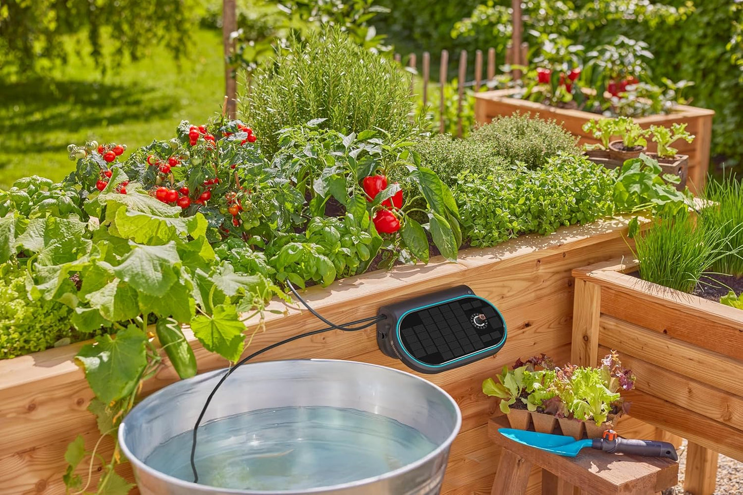 Set de riego por energía solar automático AquaBloom L Gardena 13330-20