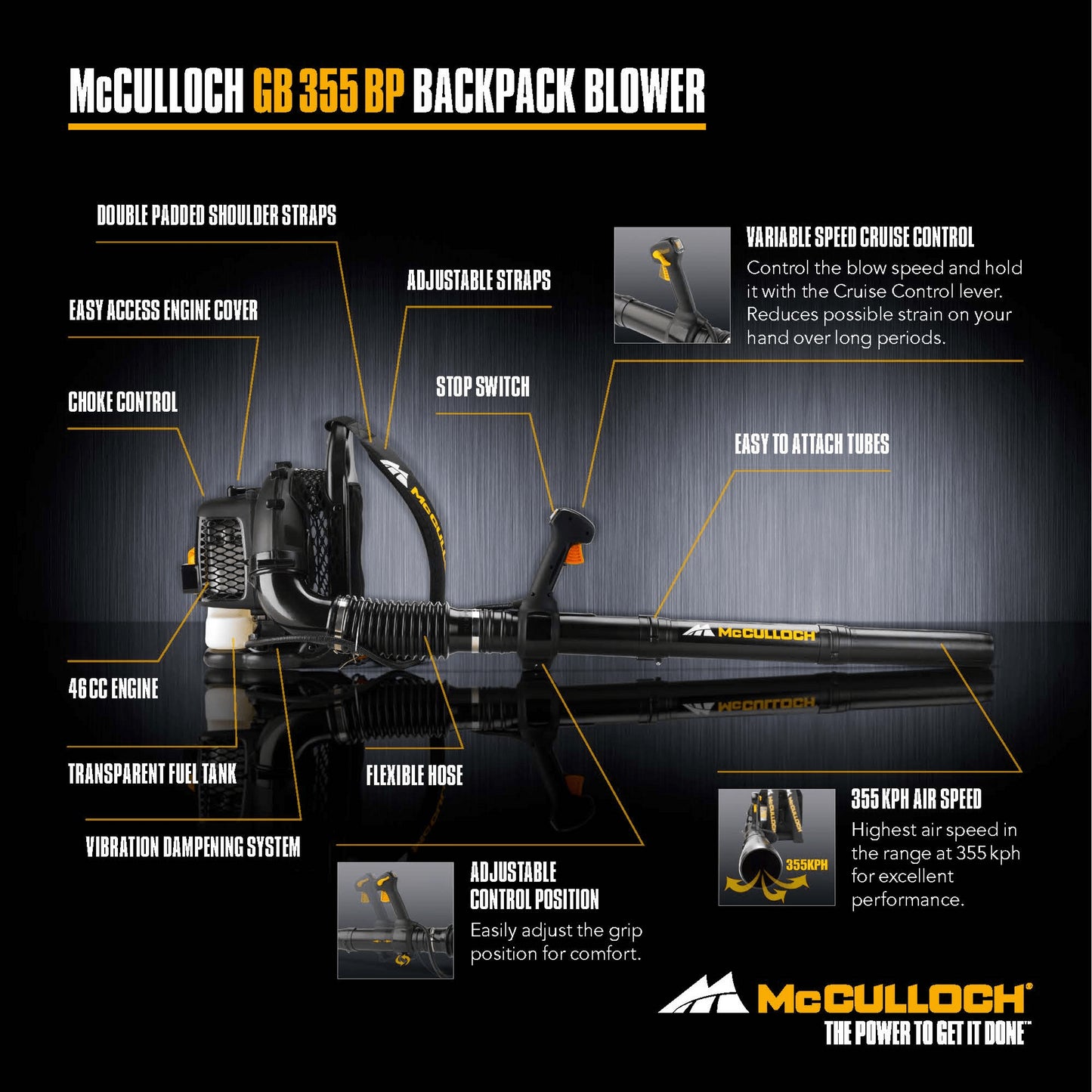 Soplador a gasolina 1.5kW 355km/h McCulloch GB 355 BP MCCULLOCH - 2
