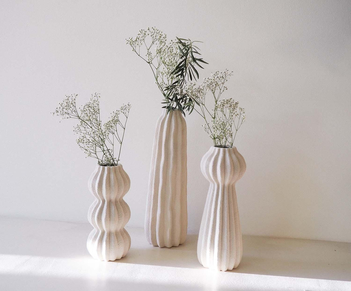 Jarrón decorativo de gres Kaduna blanco 30cm Andrea House