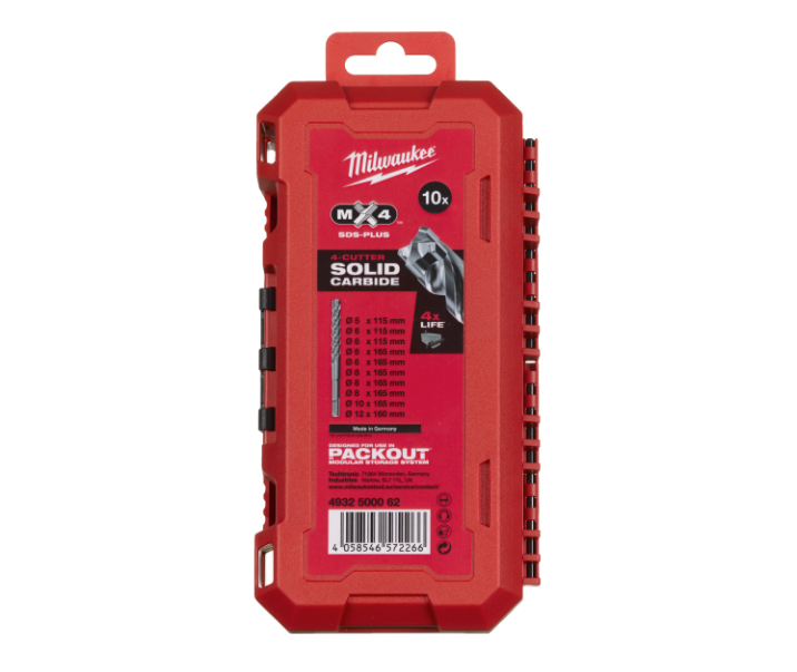 Estuche brocas SDS-PLUS MX4 10uds Milwaukee