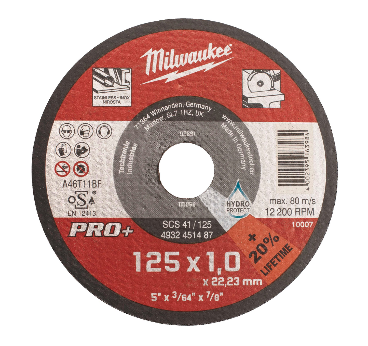 Disco fino para corte metal Pro+ SCS 41/125x1x22mm Milwaukee