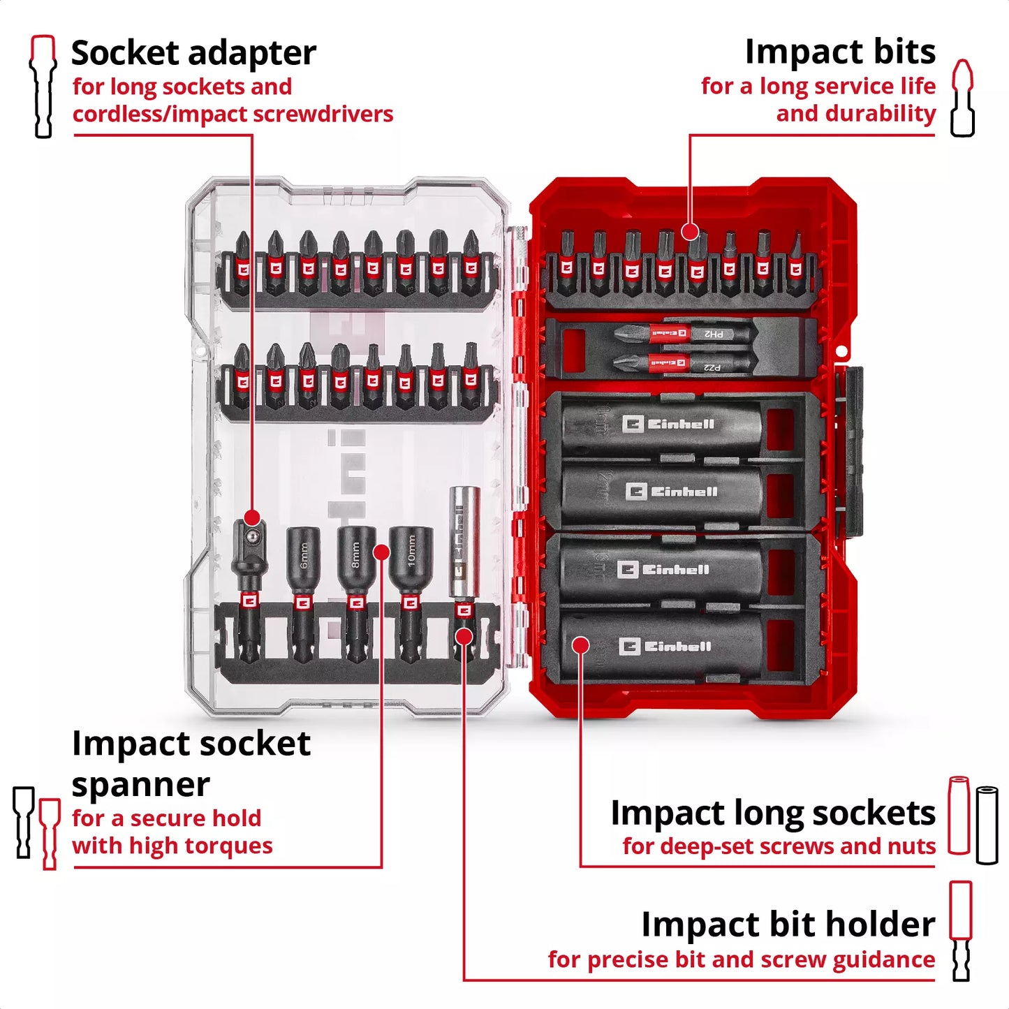 Juego de puntas y vasos 35pcs M-CASE Einhell 49109230