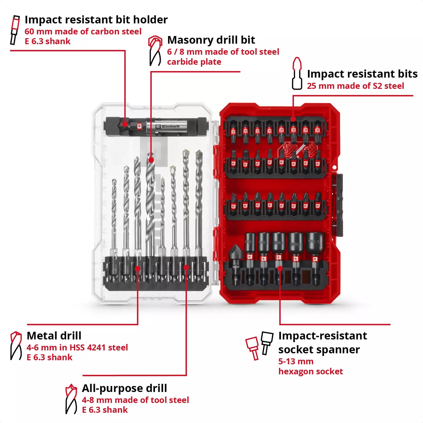 Juego de puntas y brocas M-CASE 39pcs LS Einhell 49108763