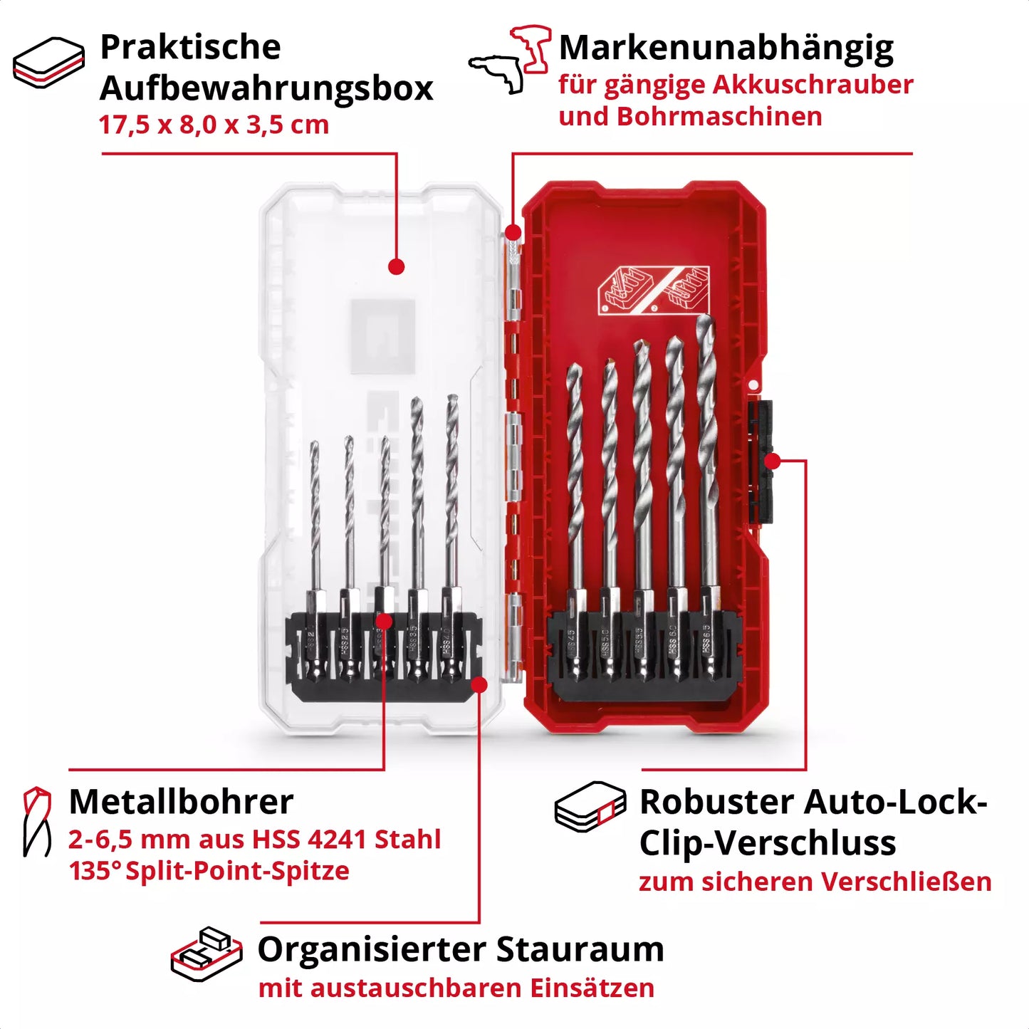 Juego de brocas para metal S-CASE LS 10pcs Einhell 49108723