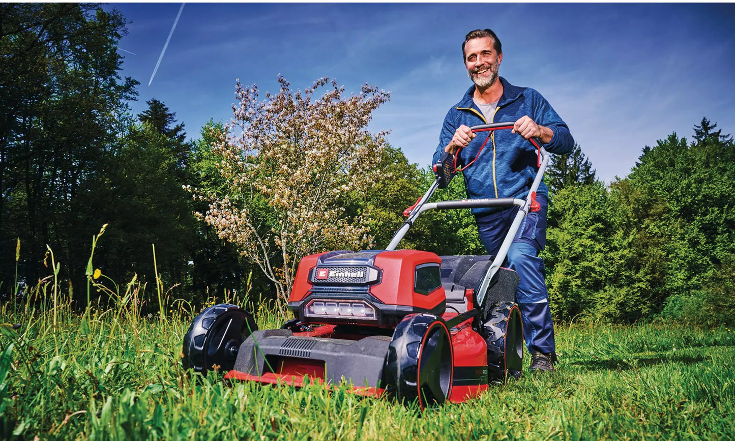Cortacésped a batería con 4bat 4,0Ah + 2 cargadores dobles GP-CM 36/47 S Li BL Einhell