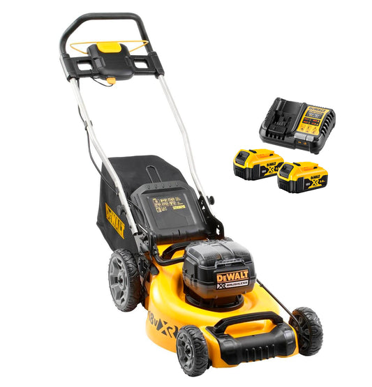 Cortacésped sin escobillas XR 2x18V 48cm + 2bat 5Ah + Cargador Dewalt DCMW564N