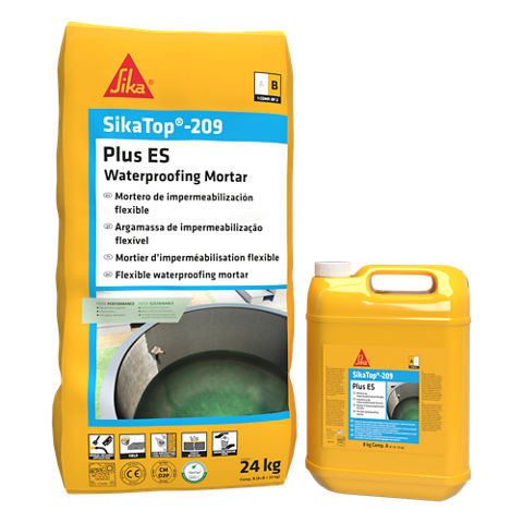 Mortero bicomponente impermeabilizante SikaTop-209 Plus ES 24kg Sika