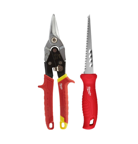 Kit para placa de yeso con tijera cortachapas y serrucho Milwaukee