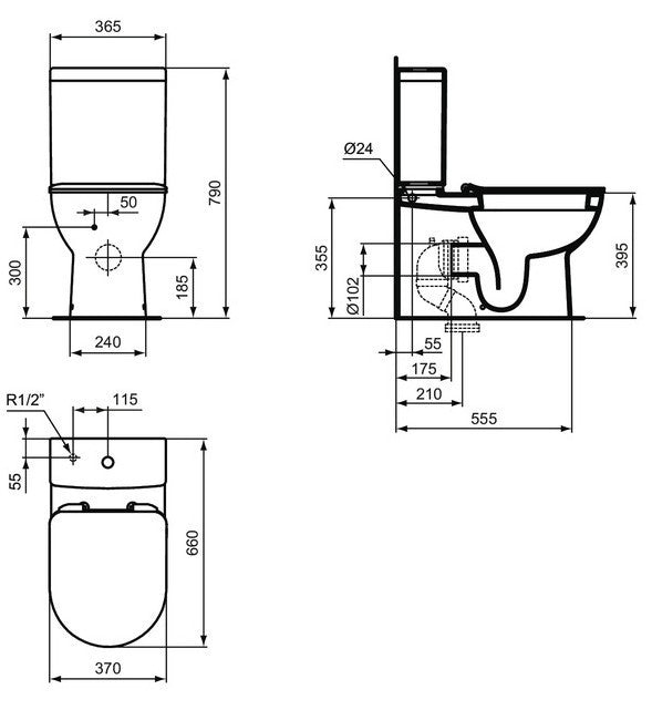 Inodoro Completo a Pared Tanque Bajo Eurovit Ideal Standard T443601 IDEAL STANDARD - 5